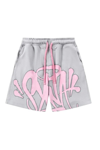 'Graffiti' Short Set Grey/Pink - StyleOutlet