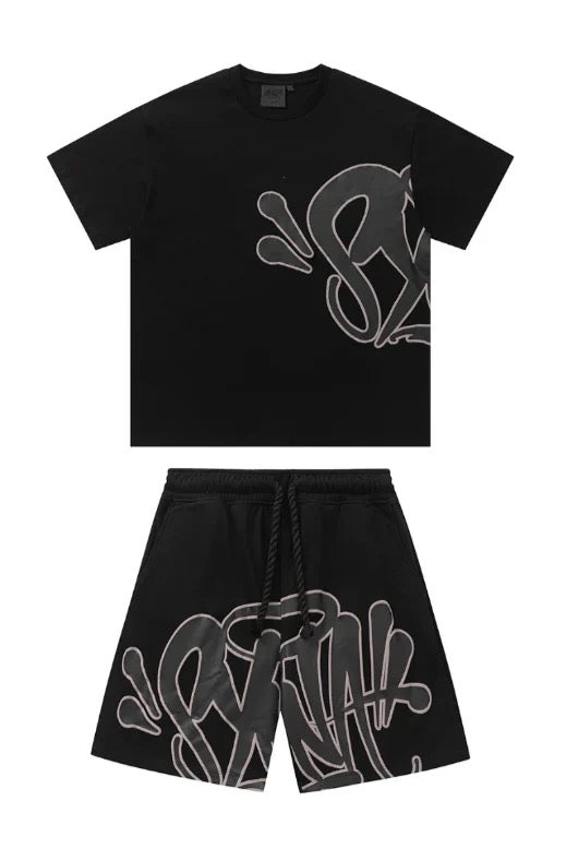 'Graffiti' Short Set Black - StyleOutlet