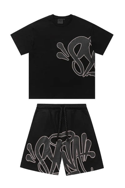 'Graffiti' Short Set Black - StyleOutlet